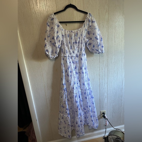 Love shack fancy target Gemma Puff Sleeve Dress White Lavender Sz XS WOMENS - Picture 6 of 6